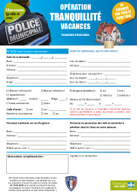 Formulaire Opération Tranquillité Vacances